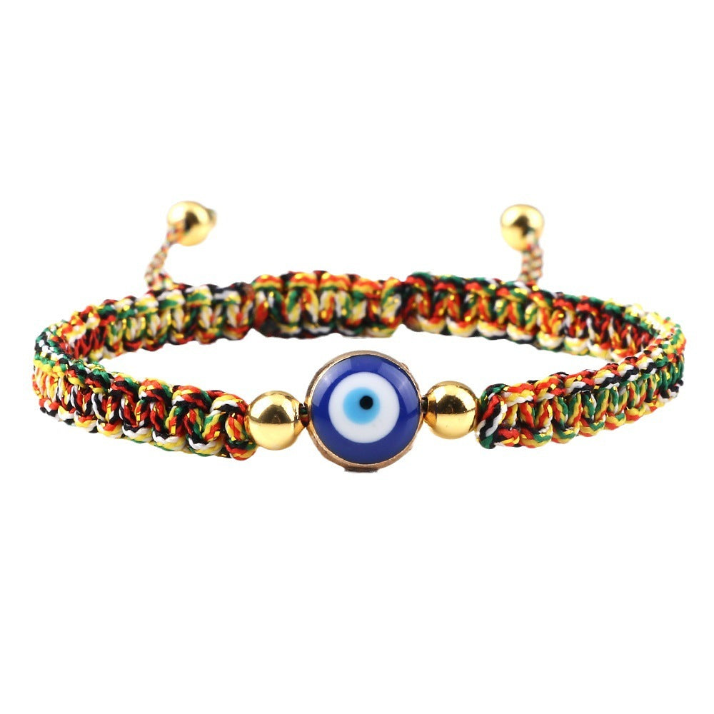 Syncreas Braided Bracelet Gold and Silver Color Beads Flat Knot Carrying Strap