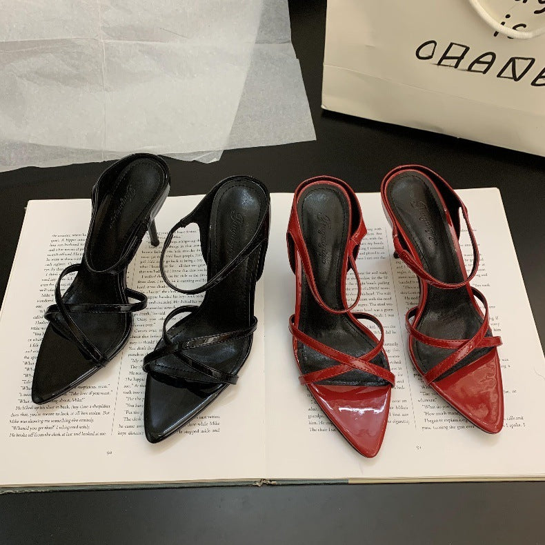 Syncreas Wine Red Women's High Heels Stiletto Sandals