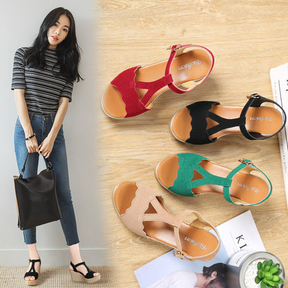 Syncreas Women's Thick Heel Non-Slip High Heel Sandals