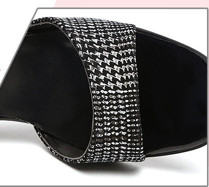 Syncreas High Heels Chunky Heel High-top Plaid Roman Sandals