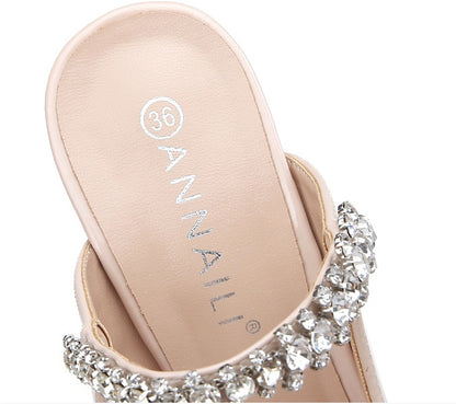 Syncreas Women's Pointed Toe Rhinestone High Heels