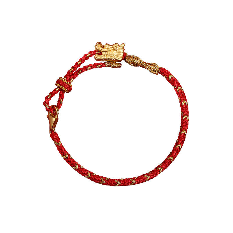 Syncreas New Year's New Hand-woven National Style This Animal Year Red Rope Pure Silver Carrying Strap