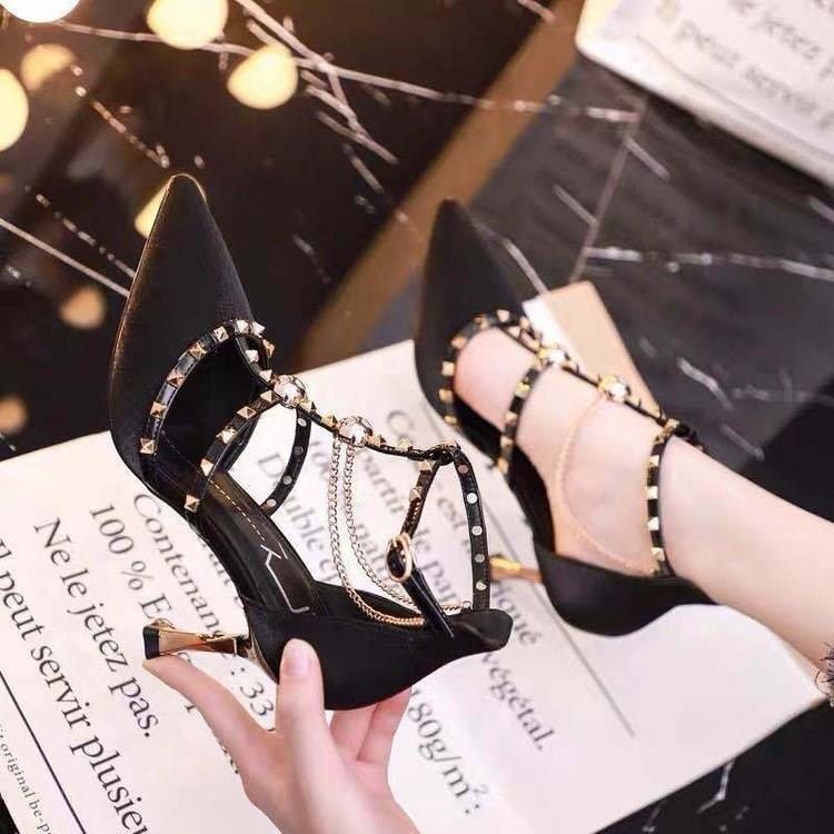 Syncreas Korean Version Of Sandals Female Pointy Fairy High Heels Stiletto