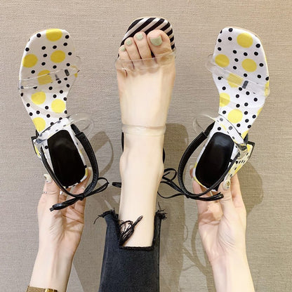 Syncreas High Heels Square Toe Chunky Heel Sandals